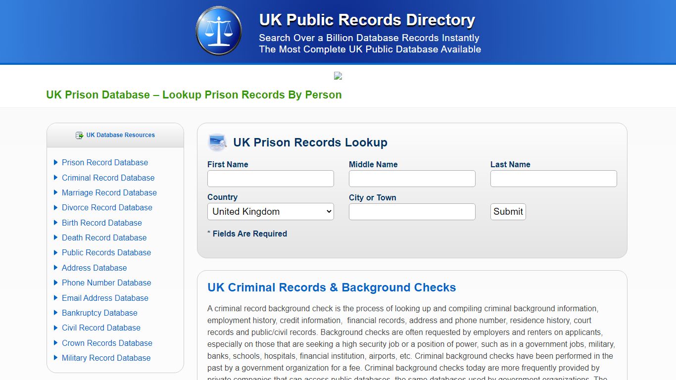 Lookup Prison Records By Person - UK Public Records Directory
